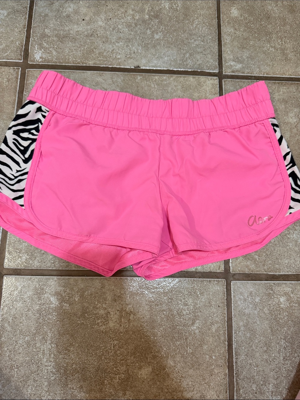 Bright Pink Athletic Shorts with Zebra Side Panels
